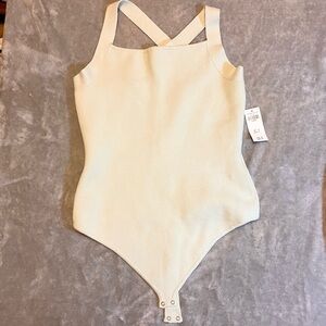 Abercrombie & Fitch Women’s Bodysuit Square Neck Criss Cross Mint Green XL NWT